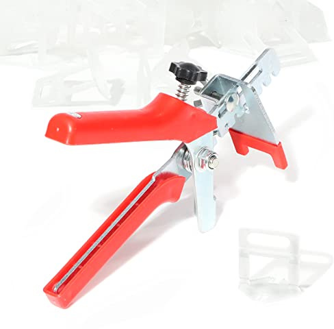 XPOtool Fliesen Nivelliersystem Set mit 100 Zuglaschen 1,0 mm Fugenbreite und Nivellierzange als Verlegehilfe für Wandfliesen und Bodenfliesen