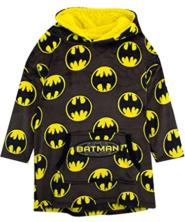 DC Comics Kids Blanket Hoodie Oversized Fleece Ultra Soft and Cosy Batman Hoody For Boys And Girls Grey One Size