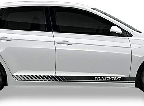 Auto-Dress Universal Seitenstreifen Aufkleber Set/Dekor passend für VW Polo - Motiv: Wunschtext (246 Red Flame)