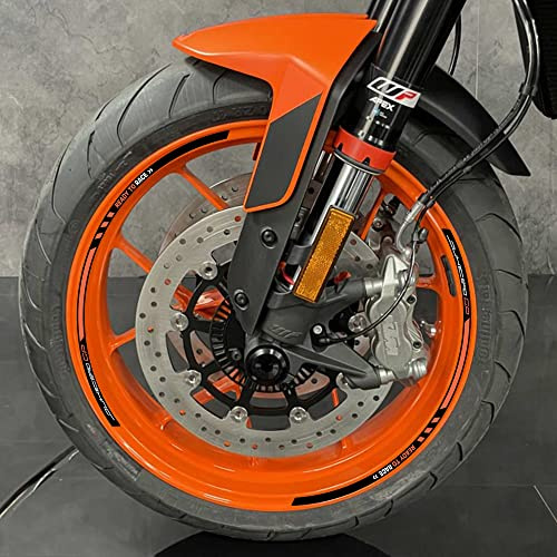labelbike Motorrad Aufkleber Felgen Räder kompatibel mit KTM | 890 Duke GP 2022-2023, Streifen, Felgen, Tuning-Kit, Dekoration, Orange