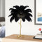 KISFWIU Harz Straußenfeder Tischlampe Nachttischlampe Licht orange braun weiß schwarz Feder Lampenschirm Wohnzimmer Tischleuchte Home Dekoration 80cm (Black)