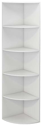 Vicco Eckregal Fabienne, stehendes Bücherregal, Weiß, 40 x 180 cm mit 5 Fächern