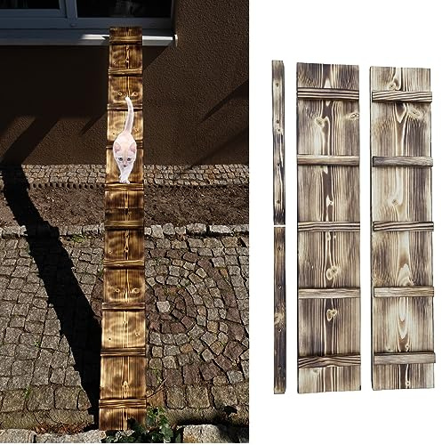 Katzenleiter Katzentreppe Geflammt Katzenstufe für Balkon 1m bis 6m mit Schraubhaken Outdoor Draußen Leiter (Länge: 5m)