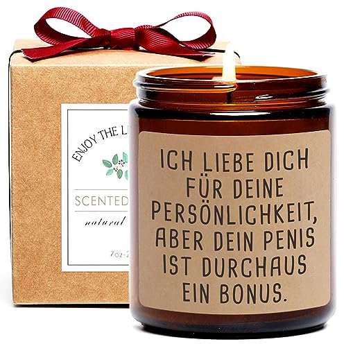 Lustiges Geschenk für Freund, Ehemann, Ich Liebe Dich für Deine Persönlichkeit Duftkerze Einzigartiges Unhöfliches Geburtstags Jahrestags Valentinstagsgeschenk für Freund ihn Verlobte Männer braun