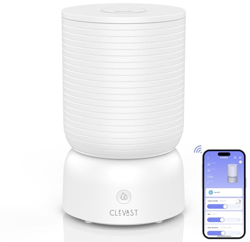 CLEVAST Smart Luftbefeuchter für Schlafzimmer, Top Fill 3L Cool Mist Quiet Ultraschall Luftbefeuchter kinderzimmer mit Aroma Diffuser, Luftfeuchtigkeit Kontrolle, Wi-Fi Air humidifier für Baby
