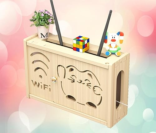 WiFi Router Aufbewahrungsbox Schweberegal Router Regal Holz Weiß Kabel Verstecken Box Groß Kabel Verstecken An Der Wand,B-36x24cm