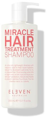 Eleven Australia Miracle Hair Treatment Shampoo 300ml– Moisturizing, Frizz Control, Strengthening & Repair for Dry, Damaged Hair Infused with Hyaluronic Acid to Help Boost Hydration – Gluten Free