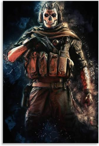 FURLOU Duty Modern Warfare Ghost Simon Ghost Riley Poster, dekoratives Gemälde, Leinwand, Wandkunst, Wohnzimmer, Poster, Schlafzimmer, Gemälde, 40 x 60 cm