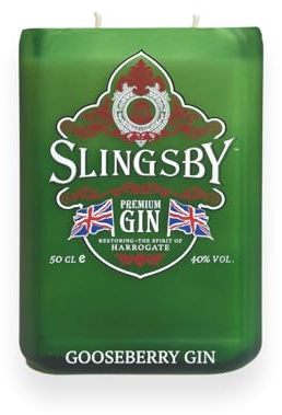 Gin Lovers Scented Candle - Wild Fig - Organic Soy Wax Burning Candle - Upcycled Slingsby Gin Bottle - Energy Class A - with 2 Wicks - A Great Gift!
