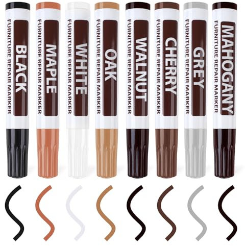 vivinin 8 pennarelli colorati per ritocchi e legno, per riparazione di mobili, kit di riparazione del legno per ritocchi, coperture, riparazione graffi su legno, tavoli, armadi, comodini