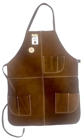 Zeluga 20-409 24in. x 36in. Heavy Duty Flame and Heat Resistant Leather Welding and Work Shop Apron, Brown