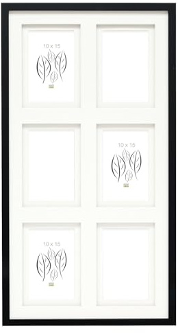 Deknudt Frames - Collage-Rahmen für 6 Bilder - Schwarz - Doppel-Passepartout - Bildgröße 10x15 cm - Holz MDF Holz zum Aufhängen - Collage - S65KK2 P6 10x15cm