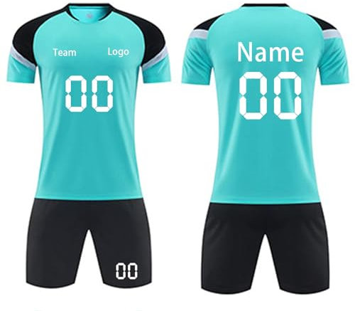 Generic Angebote des Tages Heute Retro Trikot Sport Atmungsaktives Football Socks Shorts Fußball Trikot Kinder Mit Namen Fussball Geschenke Junge Football Trikot(7-Cyan,XL)