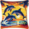 kitphoenix Knüpfkissen Set Delfin Knüpfkissen Set für Anfänger Erwachsene oder Kinder zum Selber Knüpfen, DIY Knüpfteppich Knüpfpackung, Knüpfhaken Set 43 x 43 cm