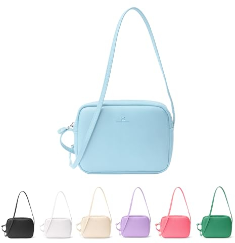 Tonny Black Mini Urban Komfort Umhängetasche Damen, Crossbody Bag, Handtasche, Verstellbarer Dünner Gurt, PU Vegan Leder, 15 x 20 x 5 cm (Blau)