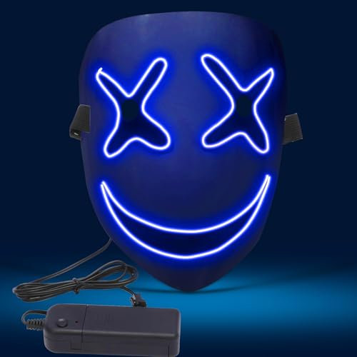 APODESS Halloween Led Purge Maske Cyberpunk The Purge Leuchtende Mask Neon Horror Clown Maske für Joker Herren Damen Fasching Karneval als Cosplay Kostüm Requisite