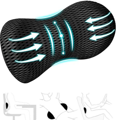 Suewidfay Coussin Lombaire, Ergonomique, Mémoire Coton, Coussin Lombaire Chaise Bureau, Coussin Dos Voiture, Convient à la Maison, Bureau, Voyage, Gaming (Noir, M)