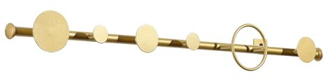 creekeley Moderne Garderobenleiste, kreative Wandhaken, Kleiderhaken, Wandhalterung mit 5 Haken und 1 Ring, Hutablage für Wand, Garderobe für Eingang, Schlafzimmer, Badezimmer (Gold)