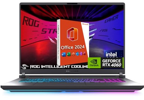 ASUS Ordinateur portable de jeu ROG Strix G16, NVIDIA RTX 4060, Intel i9-14900HX, 16 ROG Nebula 16:10 QHD 240 Hz, WiFi 6E, BT 5.3, 32 Go DDR5, 1 To Gen4 SSD, Windows 11 Pro, Office Pro Lifetime,