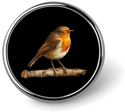Broche ronde en forme d'oiseau rouge-gorge sur bois, épingle à revers, cravate, costume, accessoires pour hommes, femmes, mariage, anniversaire