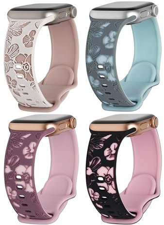 Fullmosa Pulsera de mariposa para Apple Watch, 40 mm, 41 mm, 38 mm, para mujer, grabada con mariposa, correa de silicona para iWatch SE 9 8 7 6 5 4 3 2 1, 46mm/45mm/44mm/49mm/42mm(Series 3 2 1), Sin