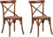 Biscottini Juego de 2 sillas de comedor de madera de estilo rústico, 84 x 42 x 46 cm, sillas de cocina de madera, sillas de ratán, estilo vintage, muebles de cocina retro