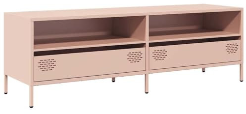 vidaXL TV Schrank, Lowboard für Fernseher, Fernsehtisch mit 2 Fächern 2 Schubladen, Fernsehschrank für Schlafzimmer Wohnzimmer, Industrie-Stil, Rosa Kaltgewalzter Stahl