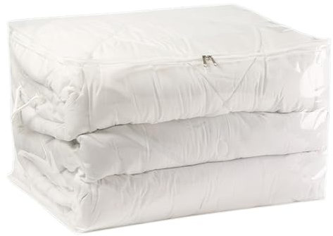 BRTNUP Large Transparent Fabric Under Bed Storage Bag, Clear Clothes Storage Organiser with Sturdy Zipper