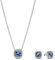 PANDORA Schmuckset für Damen Silber Funkelndes Quadrat Blau 68616