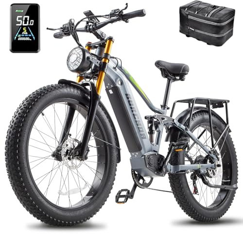Shengmilo Mountain bike elettrica a doppio motore per adulti, 26 pollici 3.0 Snow Fat Tire, 48 V17,5 AH batteria 7 marce olio doppio freno bici elettrica bicicletta elettrica con freno olio e supporto