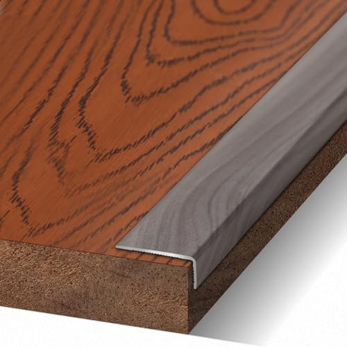Floor Transition Strip Wood Grain Edge Protector for Wood Floor/Step, Metal Stair Nosing Trim Strip, School Hospital Hallways Threshold Bar, Cuttable Transition Cover (Color : Style K)