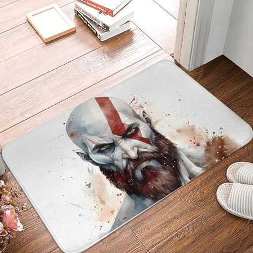 OOAHJEID Fußmatte für Badezimmer God War Ragnarok Game Küche Rutschfester Teppich God War Kratos Wohnzimmermatte Willkommen Fußmatte Heimdekoration Teppich