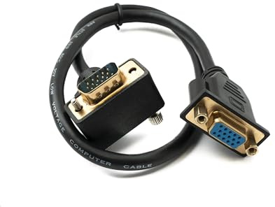 System-S D Sub15 Cavo 50cm HD VGA 15 Pin maschio a femmina DB15 Angolo Up Angled Adattatore