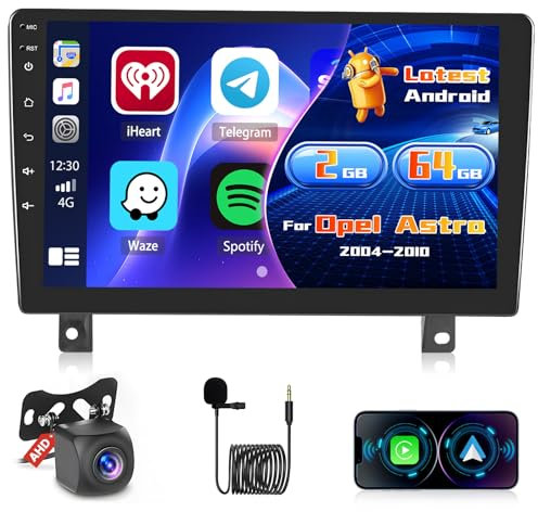 Inefala Radio para Opel Astra 2004-2010 Android 15 2+64G con Wireless Carplay y Android Auto, 9'' Pantalla Táctil Estéreo Radio con Bluetooth 26UI EQ GPS FM/RDS SWC AHD Cámara Inversa
