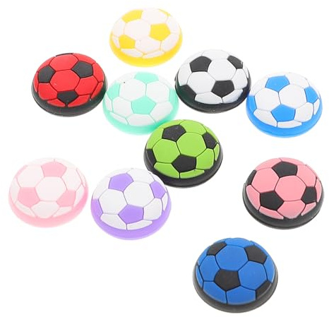Yardwe 10 Stück Joystick Daumenkappen Fußball Motiv aus Robustem Silikon Rutschfeste Analogstick Abdeckung für Spielcontroller Ergonomisch Leichte Installation Farblich Vielfältig