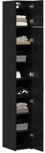 vidaXL Lagerschrank mit Regalen Schwarz Eichen-Optik Holzwerkstoff