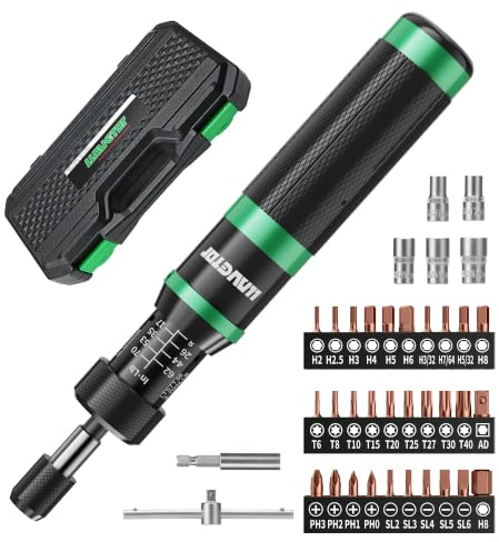 Torque Screwdriver,8-70 in.lb(1/4 Drive) Inch Pound Torque Wrench with S2 Steel Bits & Case - torque screwdriver for gunsmithing, gunsmithing tools
