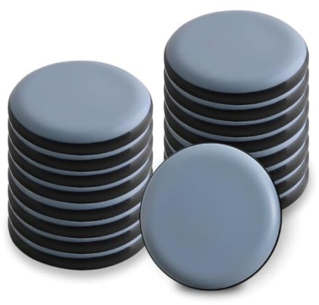 16 Möbelgleiter Set Stück Runde PTFE Teflon Selbstklebende Möbelpads für müheloses Bewegen auf glatten Böden und Teppichen Durchmesser 25 mm