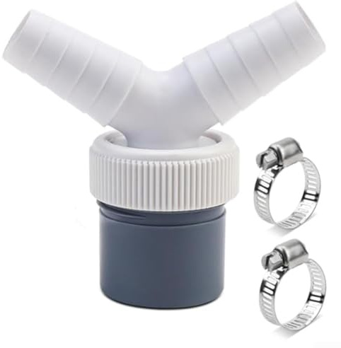 2 Way Y Splitter for Pipes Double Waste Pipe Connector Accessory Compatible with Washing Machine and Dishwasher Fits 18-24mm Inlet Diameter Hoses (Double Connection Y)