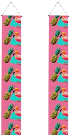 Banner für Abschlussfeier, Veranda, Pinien-Flamingo-Drucke, Dekor-Banner, Türschild, für Innen- und Außenbereich, Hof, Party, 30,5 x 180,9 cm, Stil 1428