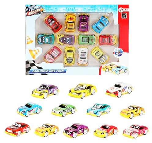 Toi-Toys Mini RENNAUTO Turbo Racers 12er-Set Rallye Spielzeugautos mit Rückzug Rennwagen Auto 54