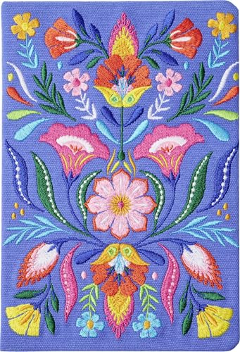 Fiesta del Sol Notizbuch bestickt A5 - 240 Seiten, königsblau: Schönes Journal oder Tagebuch. Notebook A5 dotted mit hochwertigem Leineneinband und farbenfrohen Stickereien