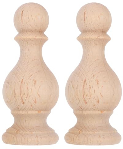 KOCKSHION 2pcs Solid Wood Finials Unfinished Rustic Post Caps for Staircases Bed Posts Flagpole Tops Natural Texture Decorative Column Toppers for Vintage and Modern Interior DIY Railings