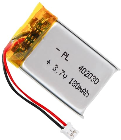 LiPo Akku 3,7V 180mAh 402030 mit 2P-PH-Anschluss, Wiederaufladbarer Lithium Polymer Akku für Bluetooth-Lautsprecher, Dashcams, Wearables & Elektronikgeräte