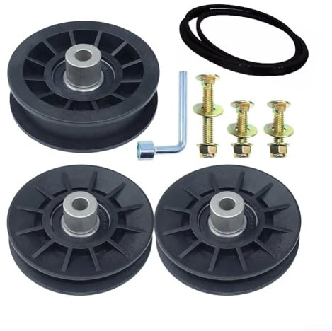 Umlenkrolle Kit, V-Nut und flache Riemenscheiben für Rasentraktoren, Ersatz-Riemenscheibensatz für Mähantriebssysteme und Riemen