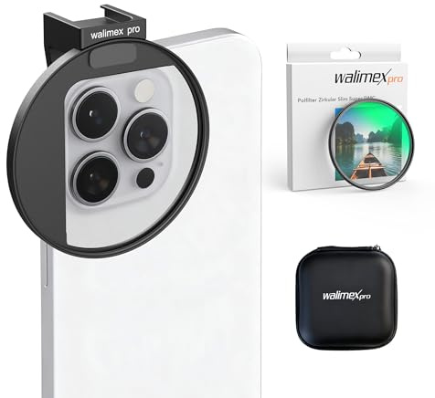 Walimex pro Porte-Filtre 67 mm pour Appareil Photo de téléphone Portable, avec Filtre polarisant 67 mm, Support Cold Shoe pour LED et Microphone, Accessoires Photo pour Smartphone