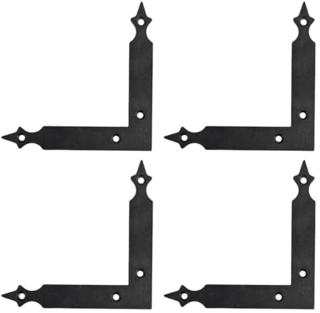 Beavorty 4 Supports d'Angle en Fer Forgé Noir, Équerres Plates pour Renfort de Meubles, Tables et Présentoirs, Fixation en L pour Cadre de Porte et Étagères