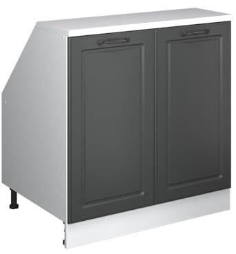 Vicco Dachschrägenschrank Rion, Anthrazit Landhaus/Weiß, B80 x T60 cm mit 2 Türen, platzsparend für Dachschrägen