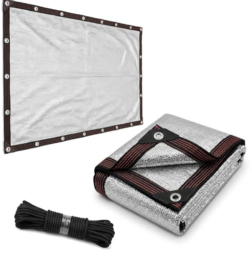 Lona Malla Sombra 99% Aluminio para Coche y Cochera, Cubierta Reflectante Térmica con Ojales, Toldo Vela de Exterior para Jardín y Patio, Alta Resistencia((5x7) m)