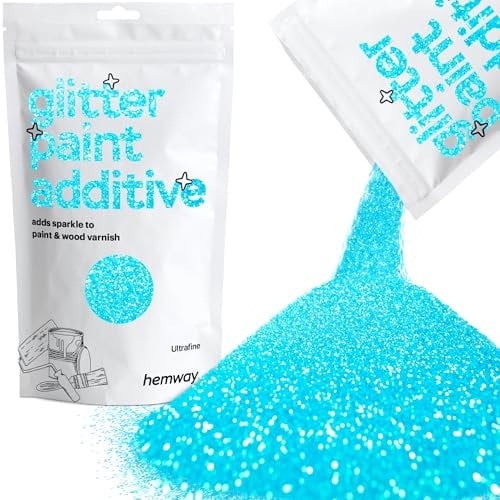 Hemway Glitter Paint Additive - Baby Blue | Metallic Flakes for Adding Sparkle to Paints & Wood Varnish | Add to Emulsion, Acrylic & Latex for Indoor Sparkly Walls | 100 g